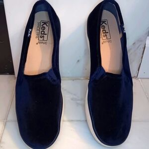 Keds Celebrations Dark Blue Velvet Double Decker Slip-on Sneakers